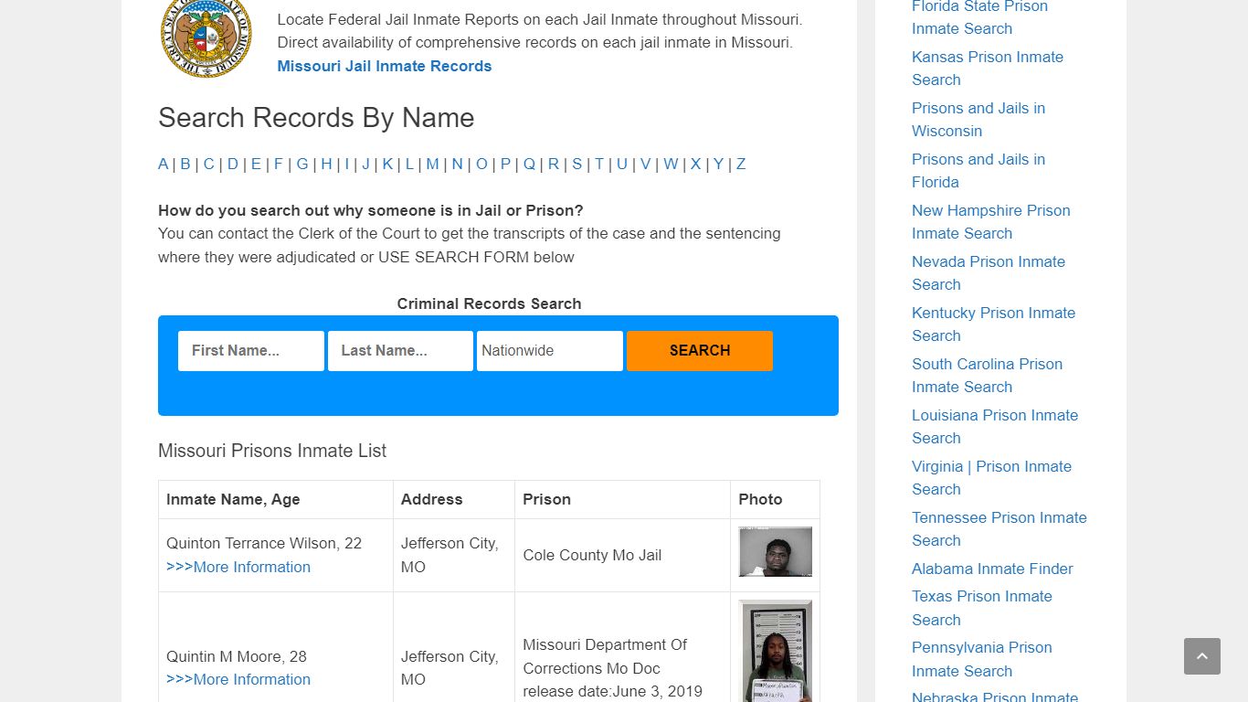 Missouri Prison Inmate Search – Locate Inmates & Criminal ...